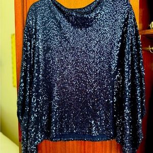 Elegant Navy Sequin Top